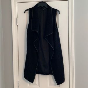 Black leather trim vest